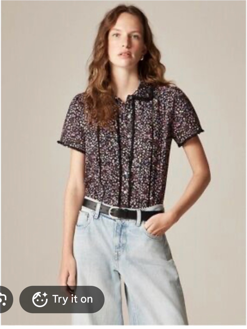 NWOT J Crew Retail Lace Trim SS Shirt in Liberty Strawberry Floral. Size 14